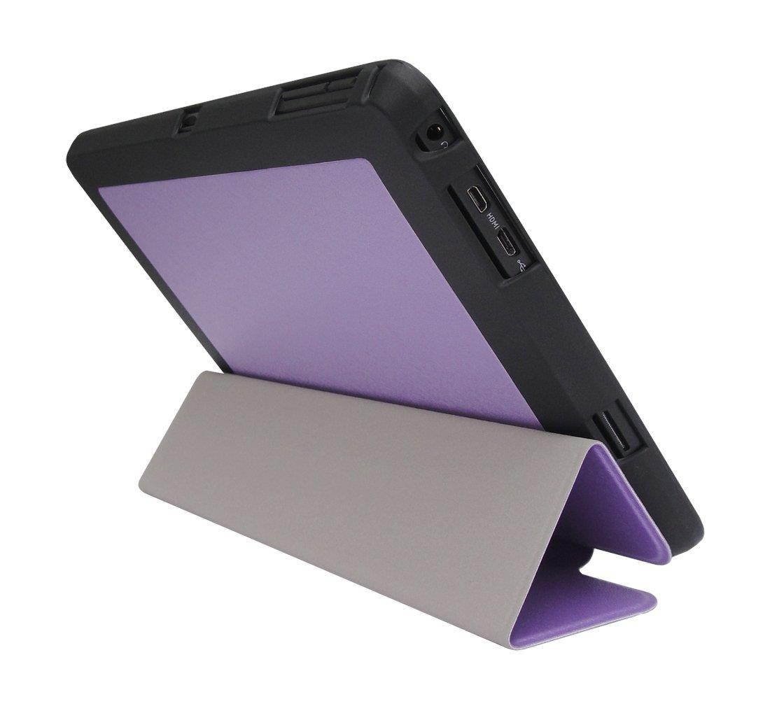 Viola Purple Slim Folding Folio Cover Case and Clear Screen Protector for Insignia Flex Windows 8.9" Tablet NS-P89W6100