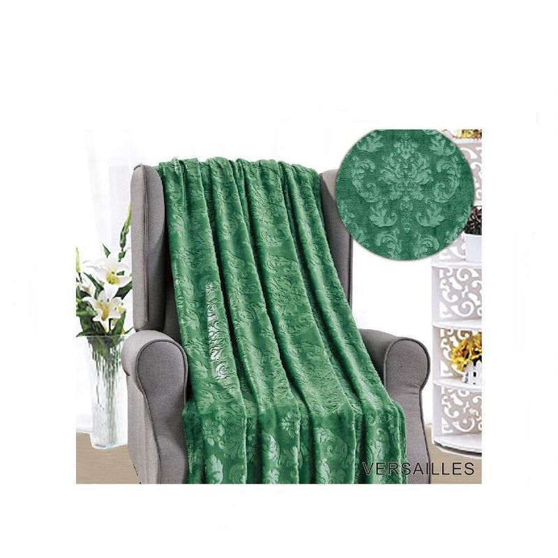 Styles of Versailles Luxurious Soft Embossed Flannel Throw  50" x 60" - Green