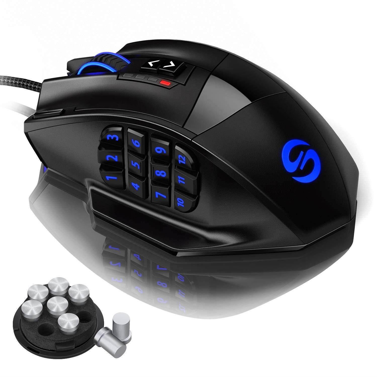 UtechSmart Venus Gaming Mouse RGB Wired, 16400 DPI High Precision Laser Programmable MMO Computer Gaming Mice [IGN's Recommendation]