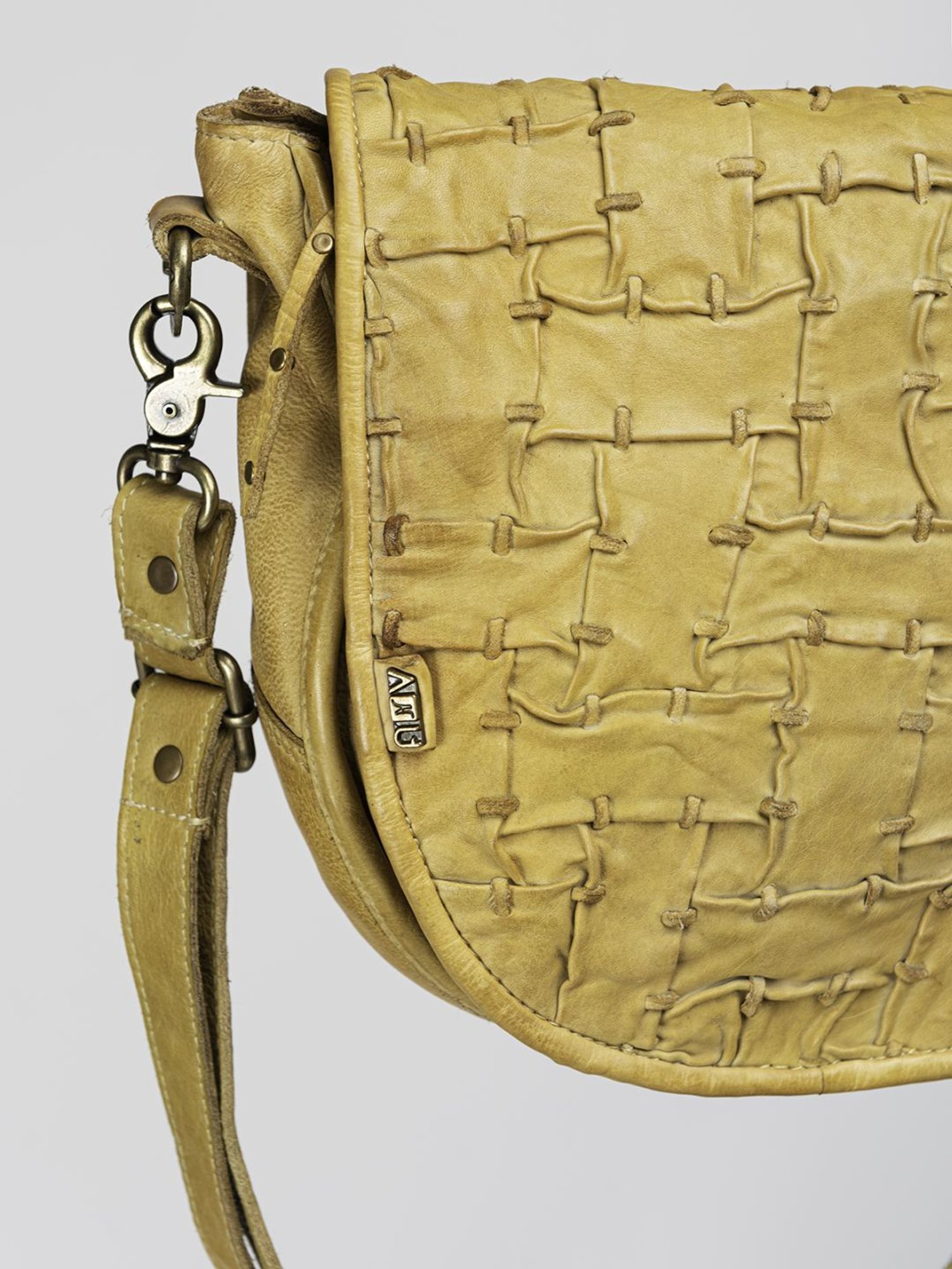 Art N Vintage Carla Mustard Yellow Leather Textured Small Sling Handbag