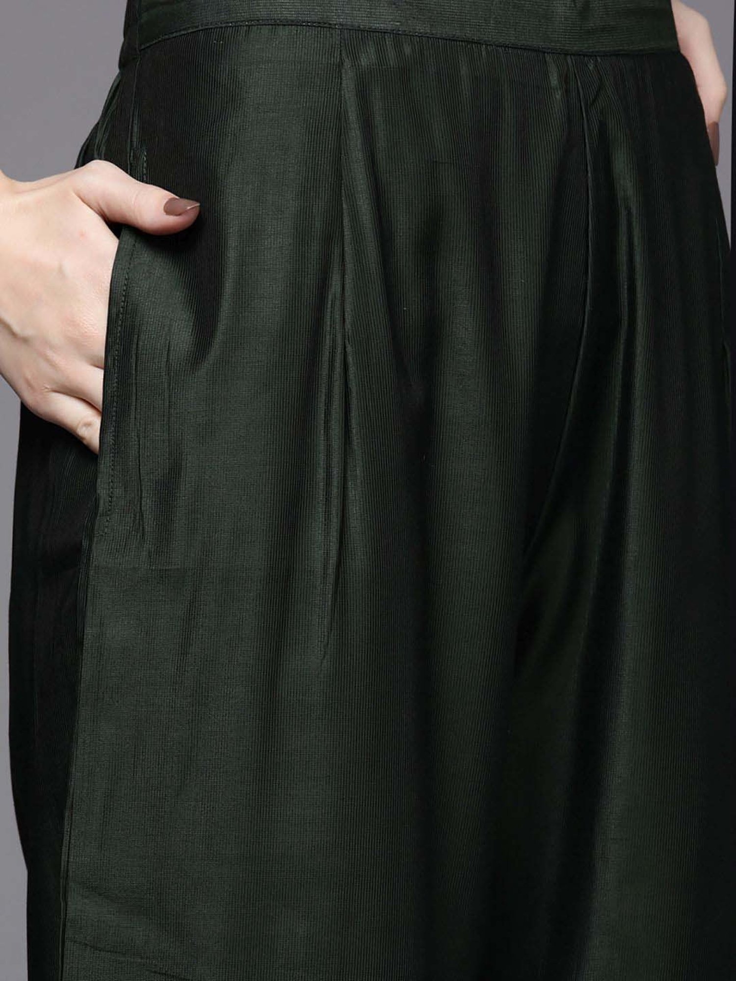 Indo Era Green Pure Cotton Kurta Palazzo Set With Dupatta