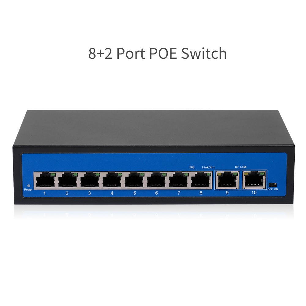 ZWD-8+2BZDN-X 8+2 POE Switch 8 Ethernet Port 2 Uplink Ethernet Port 2.0Gbps for IP Camera Wireless AP US Plug