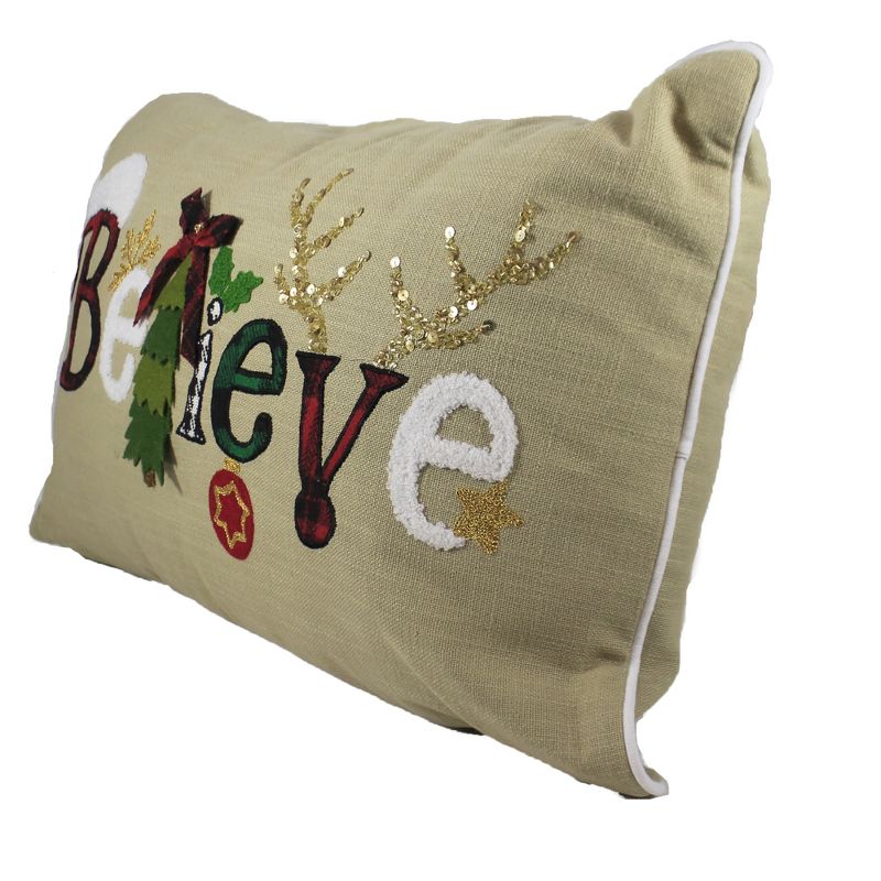 Home Decor 14.0" Believe Christmas Pillow Christmas Tree  -  Decorative Pillow