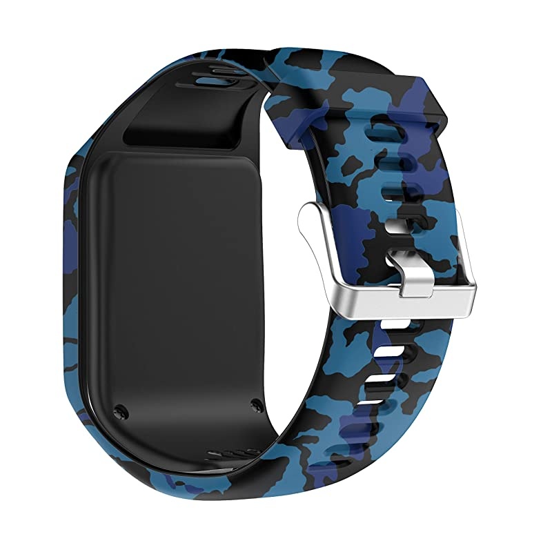 Bands for Tomtom Runner 23 StrapCompatible with Spark 3Golfer2AdventurerRubber Replacement Band for Screen ProtectorGPS Smart Watch AccessoriesBlue Camouflage