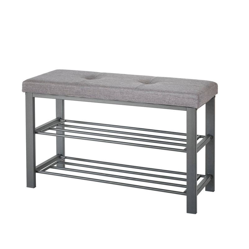 IRIS 2 Tier Slim Stackable Metal Shoe Rack Black