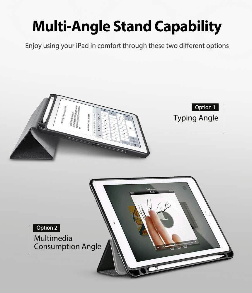 Ringke Smart Cover Apple Pencil Stand Case Compatible for iPad Pro 2017 (10.5") Multi-Angle Tablet Stand with Pencil Storage and Stand Feature