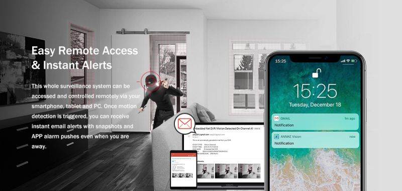 ANNKE 1080P HD PoE Network Video Security System, 8CH 4K Surveillance NVR with H.265 Video Compression,Weatherproof Cameras with EXIR LEDs 4 Camera - 2TB HDD