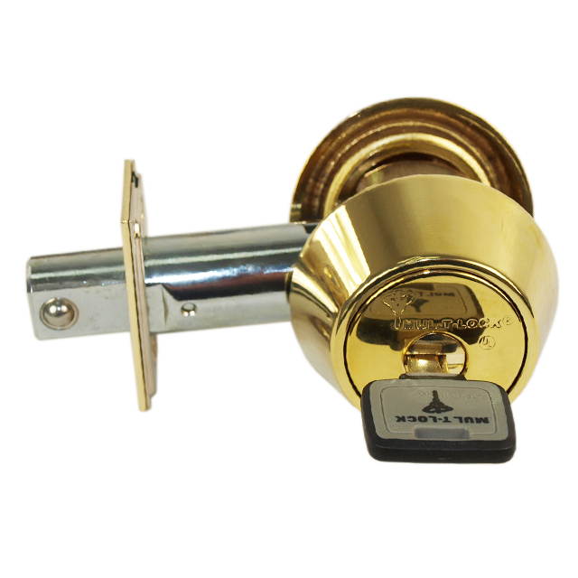 Mul-t-lock HD1-05-MT5 Brass, Hercular Single Cylinder Deadbolt with Thumb Turn, HIGH SECURITY, MT5 + KEYWAY