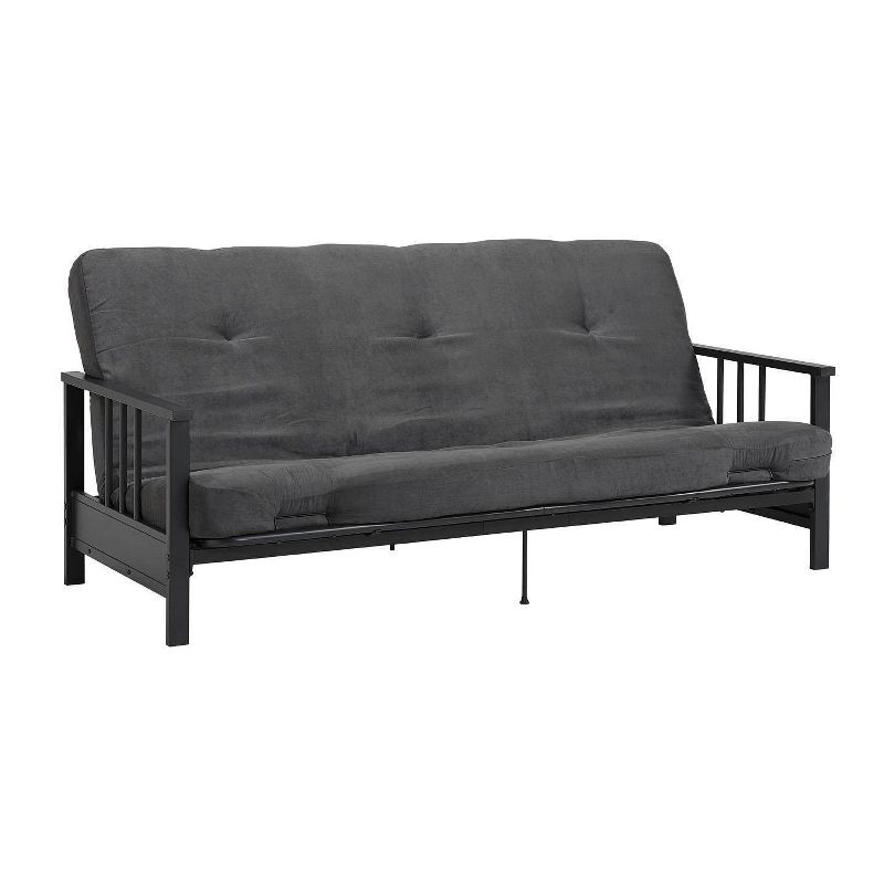 Full Harlow Metal Arm Futon Black/Gray - Room & Joy
