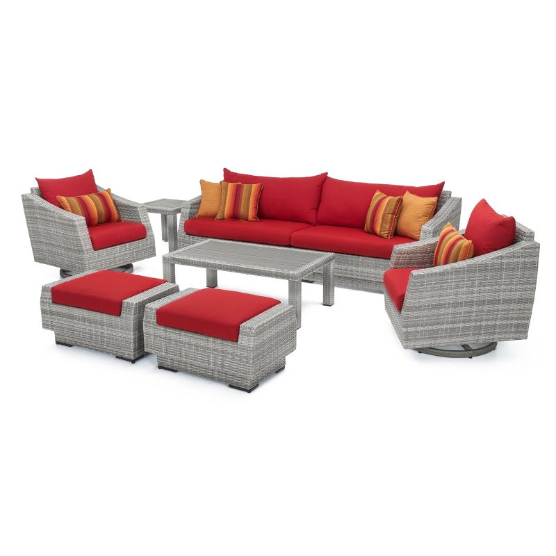 Cannes 8pc Deluxe Sofa & Club Chair Seating Set Red - RST Brands