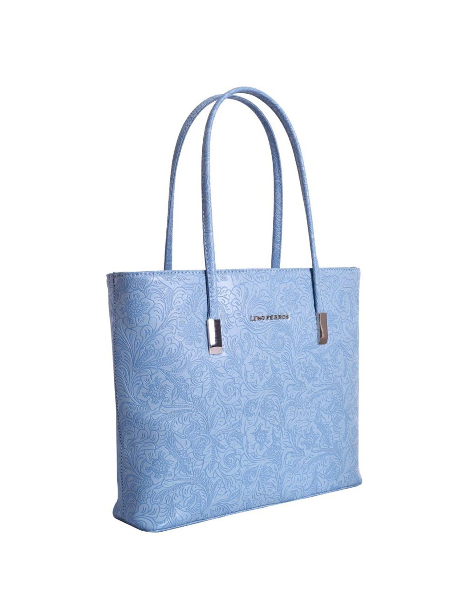 Lino Perros Blue Textured Medium Tote Handbag