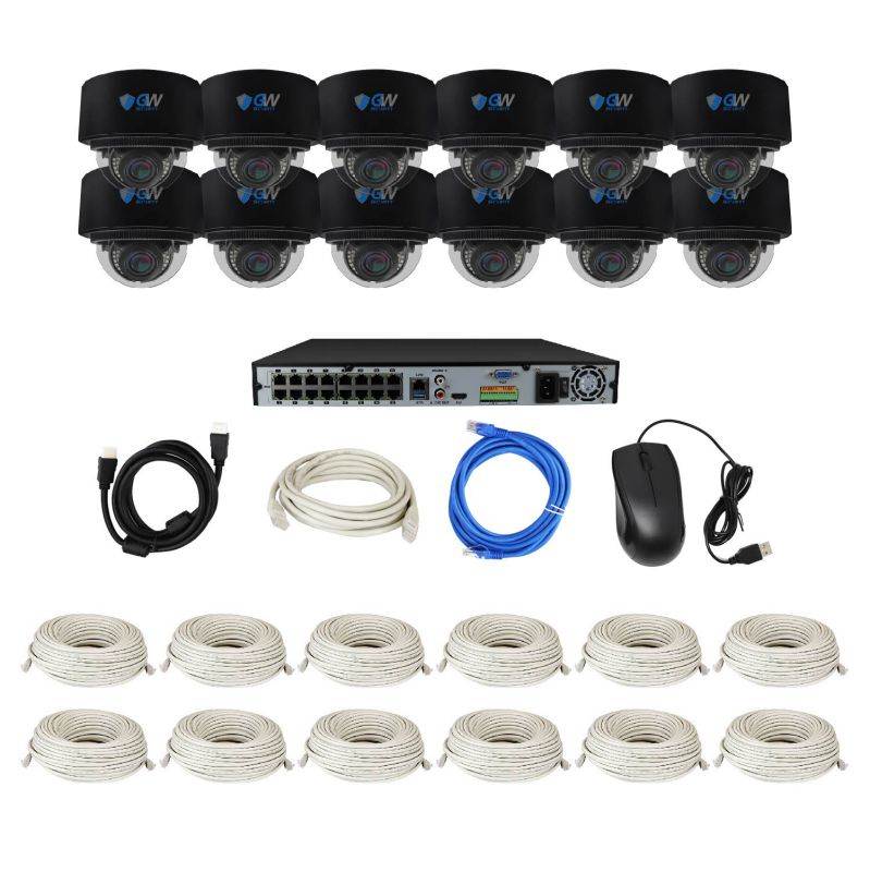 GW Security 16 Channel 4K NVR 8MP (3840x2160) H.265+ IP PoE AI Security Camera System with 16 UHD 4K 2.8-12mm Varifocal Zoom Outdoor/Indoor Dome Camera, Face Recognition, Intelligence Analytics