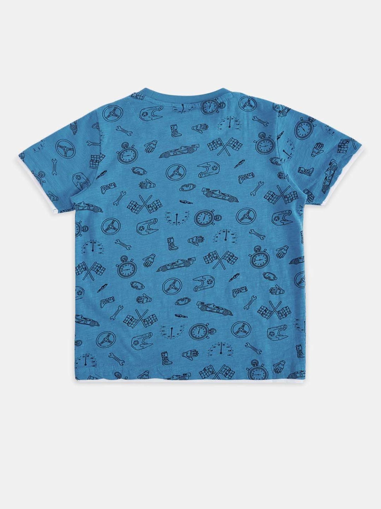 Pantaloons Baby Kids Blue Cotton Embroidered T-Shirt