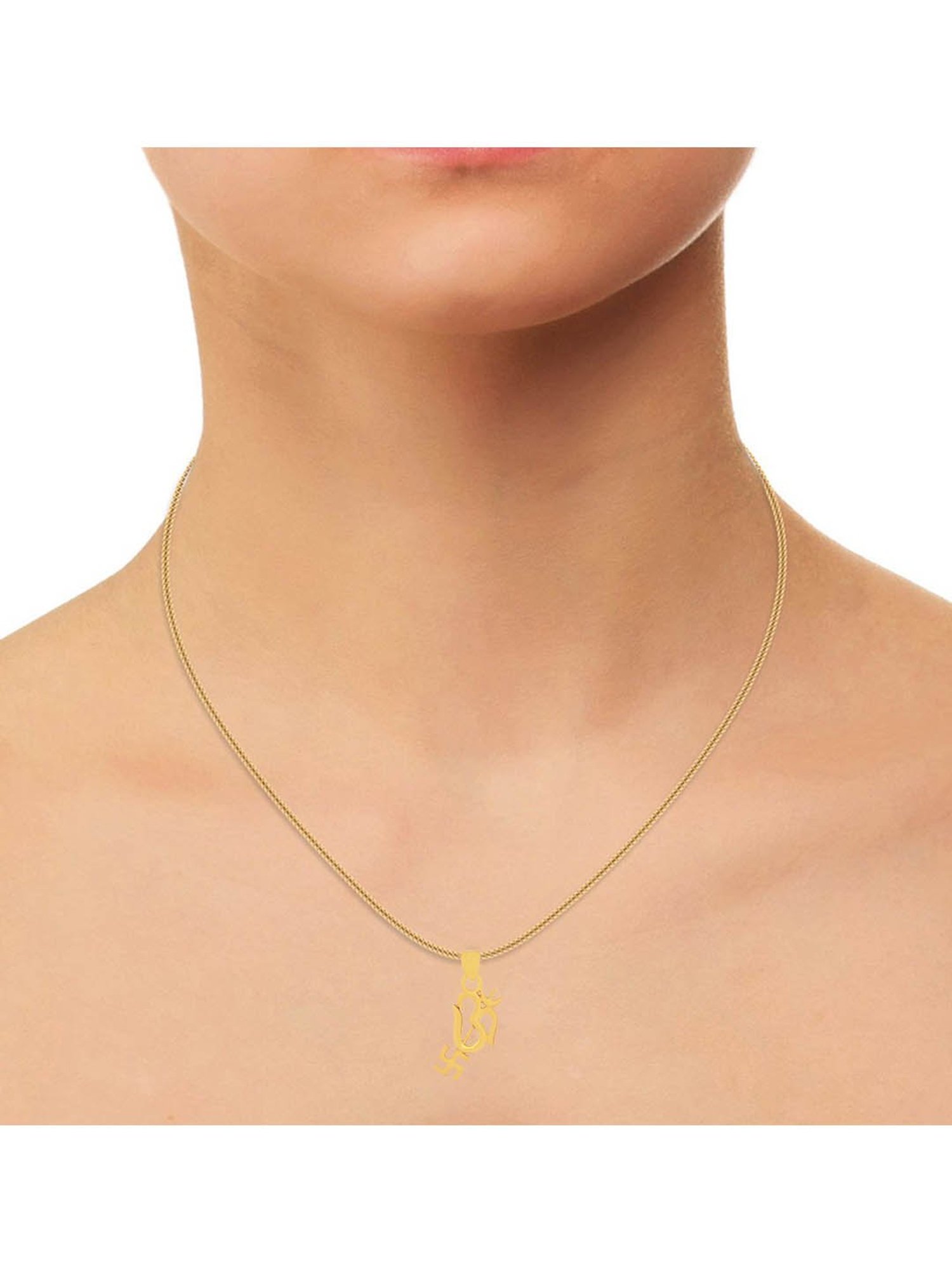 PC Jeweller Om Swastik with Trident 18k Gold Pendant without Chain for Unisex