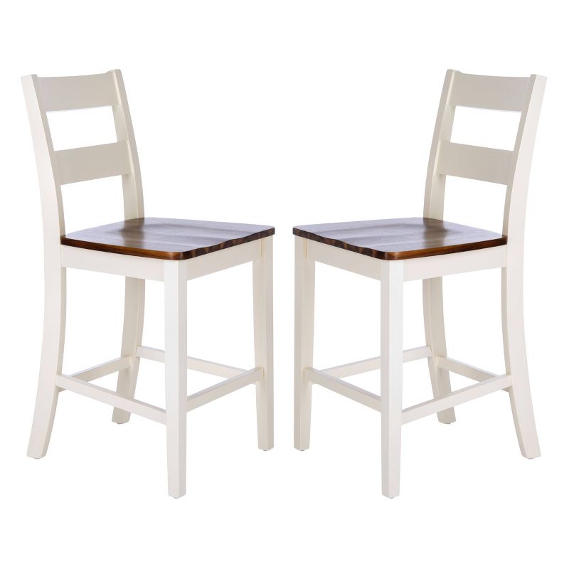 Set of 2 Izzy Counter Height Barstools White/Natural - Safavieh