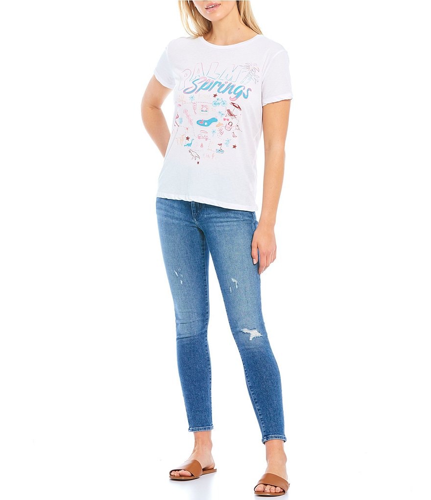 Chaser Woven Palm Springs Jewel Neck Short Sleeve Graphic Tee