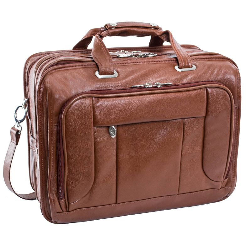 McKlein 15" West Town Pebble Grain Calfskin Leather Detachable Wheeled Laptop Bag - Brown