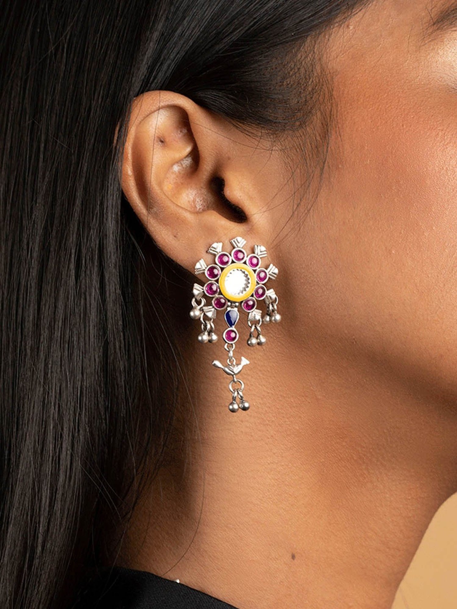 Shaya 92.5 Sterling Silver Abla Bharat Style Earrings for Women