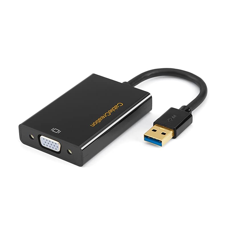 USB 3.0 to VGA Adapter (DisplayLink Chipset),  VGA to USB External Video Card Support 1080P Compatible with Windows 10/8.1/8/7, macOS , Mac OS X, Black