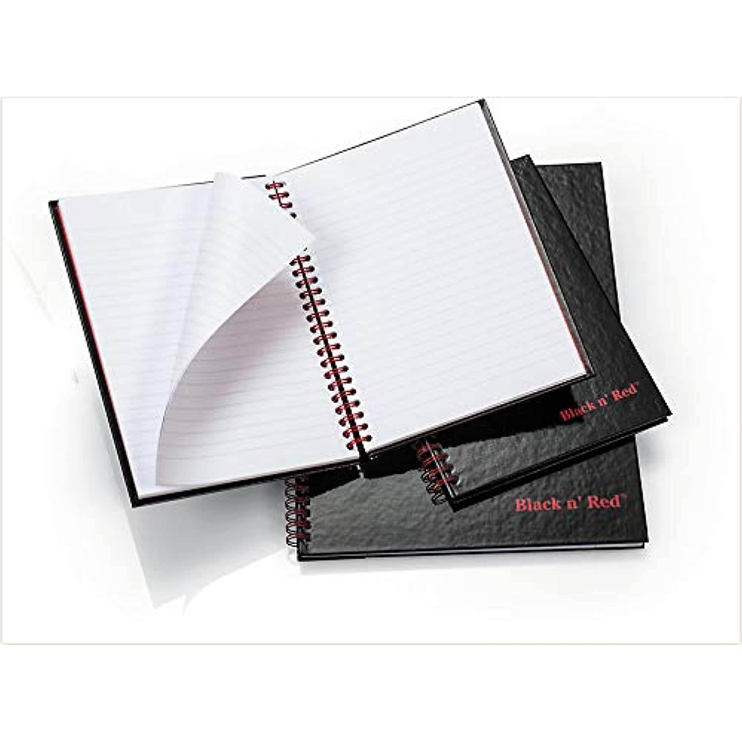 Black n Red Twin Spiral Hardcover Notebook, Medium, Black/Red, 70 Ruled Sheets, Pack of 6 (L67000)