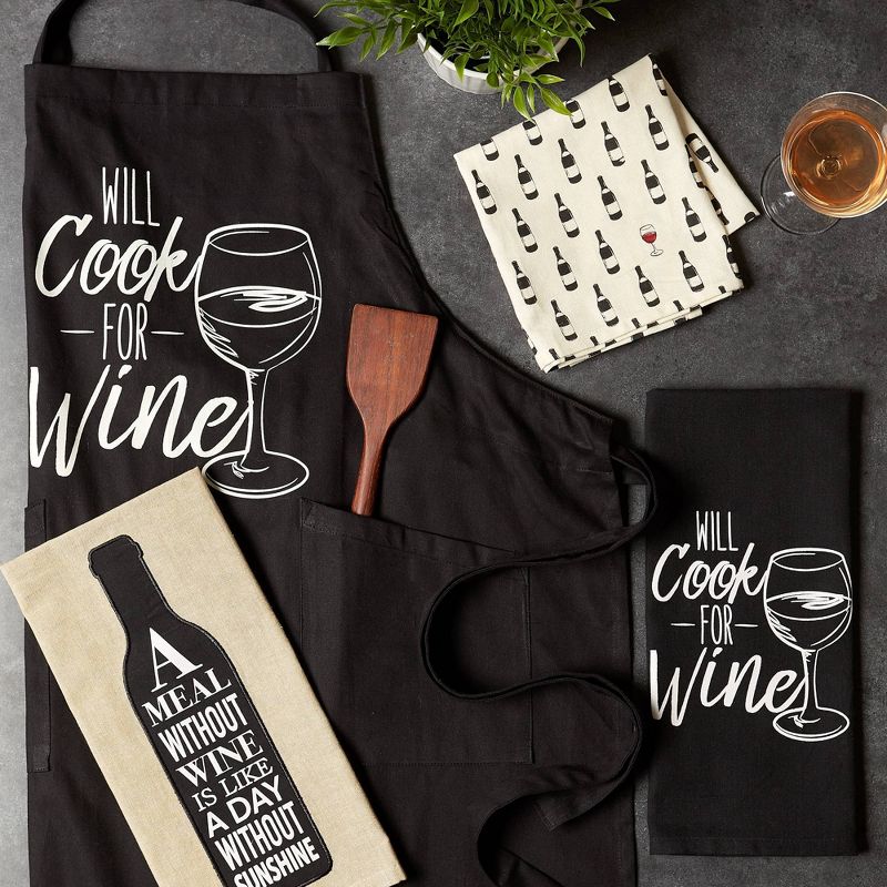 Cotton Cook For Wine Chefs Apron Black/White - Design Imports