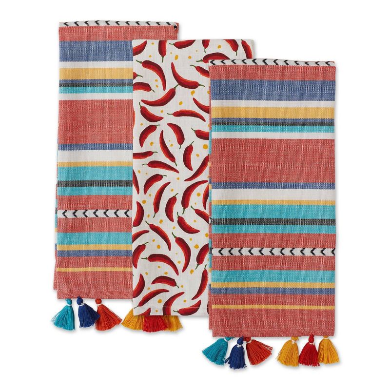 3pk Cotton Verano Chilis Dishtowel Set - Design Imports