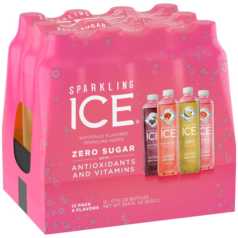 Sparkling Ice Variety Pack-Black Cherry/Peache Nectarine/Coconut Pineapple/Pink Grapefruit - 12pk/17 fl oz Bottles