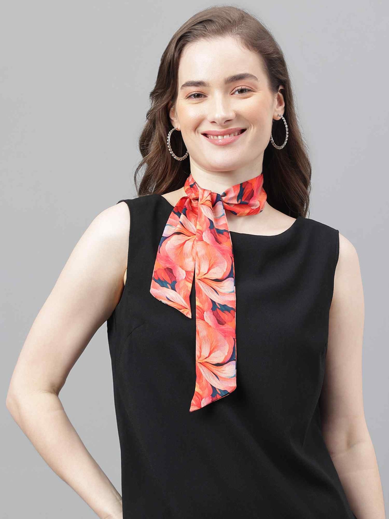 Tossido Peach Floral Scarf & Bag Scarf Set