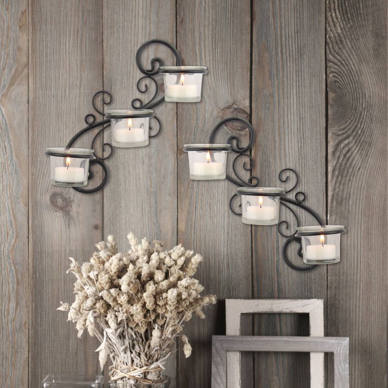 Decorative Tea Light Candle Holder Wall Sconce Set - Stonebriar Collection