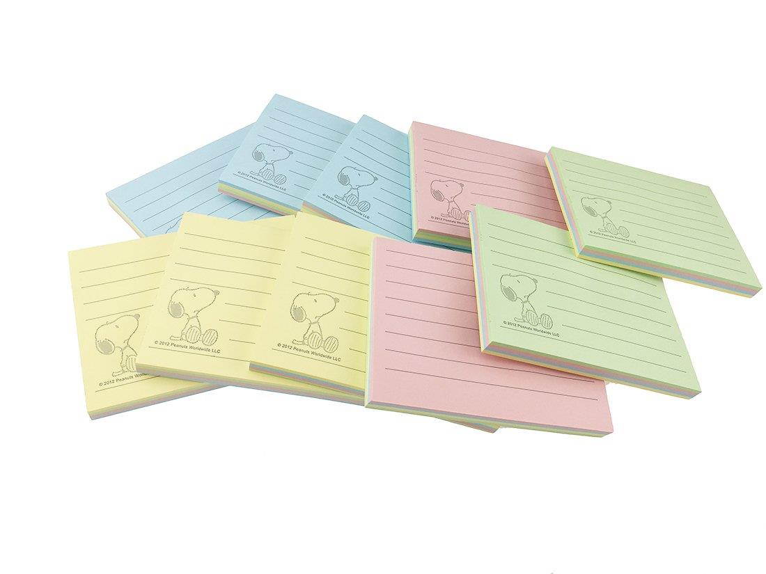 Peanuts Character Snoopy Colorful Sticky Notes,3.95 in x 2.95 in, 10 Pads/Pack, 80 Sheets/Pad(Rectangle, 10 Pads)
