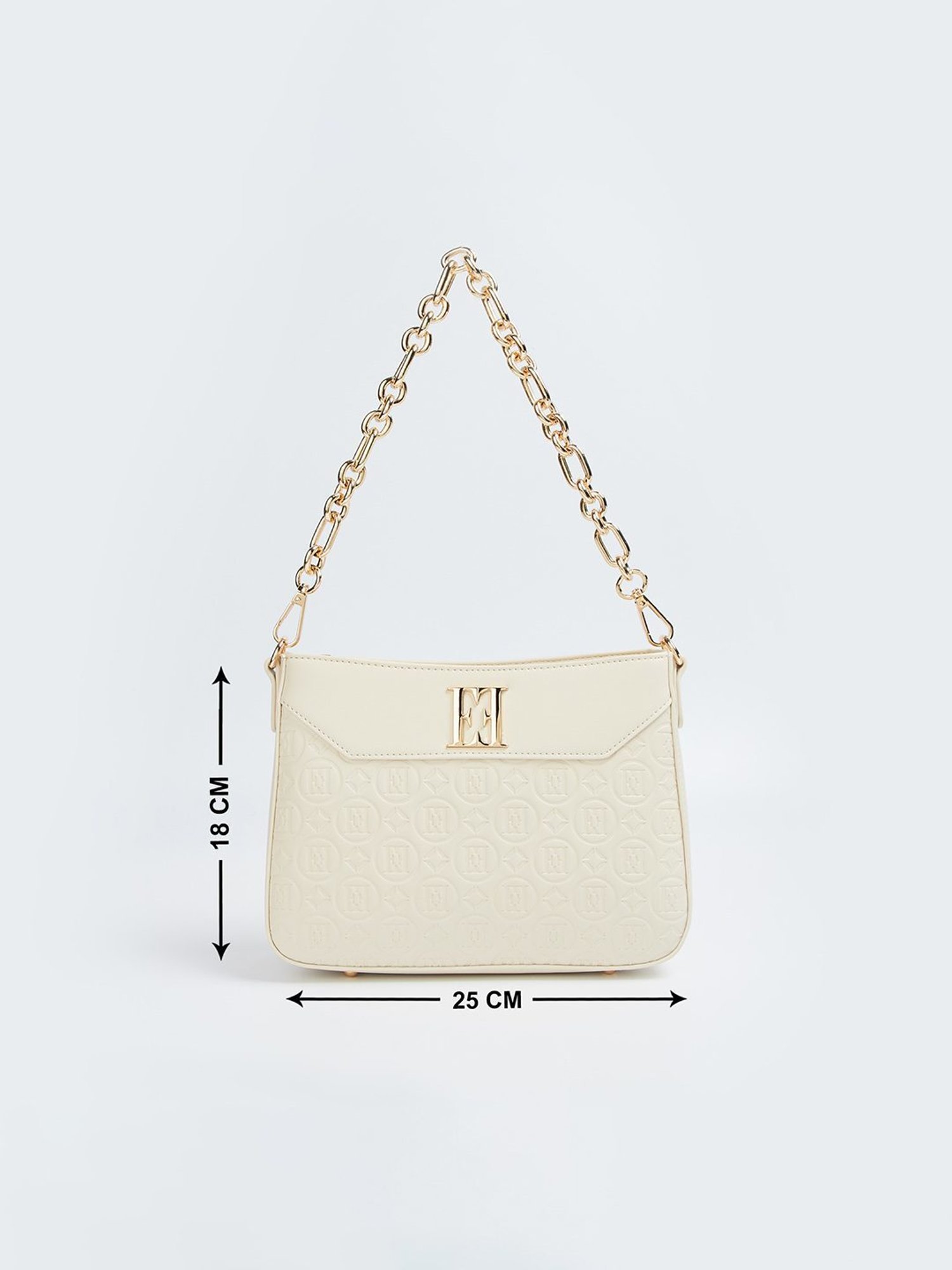 Elle Beige Textured Shoulder Bag