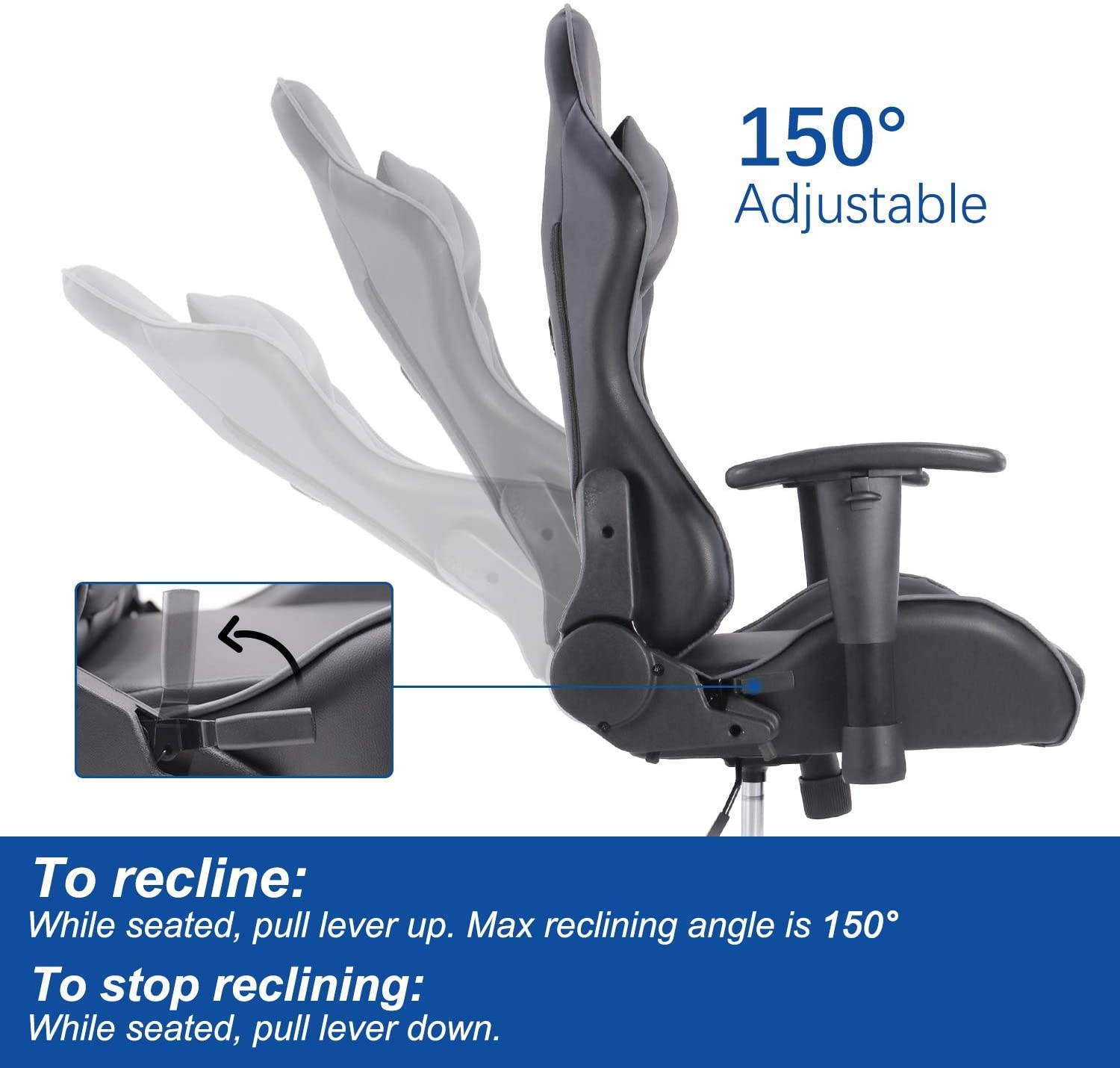 Milemont Gaming Chair Racing Style Ergonomic High Back Computer Chair with Height Adjustment, Headrest and Lumbar Support