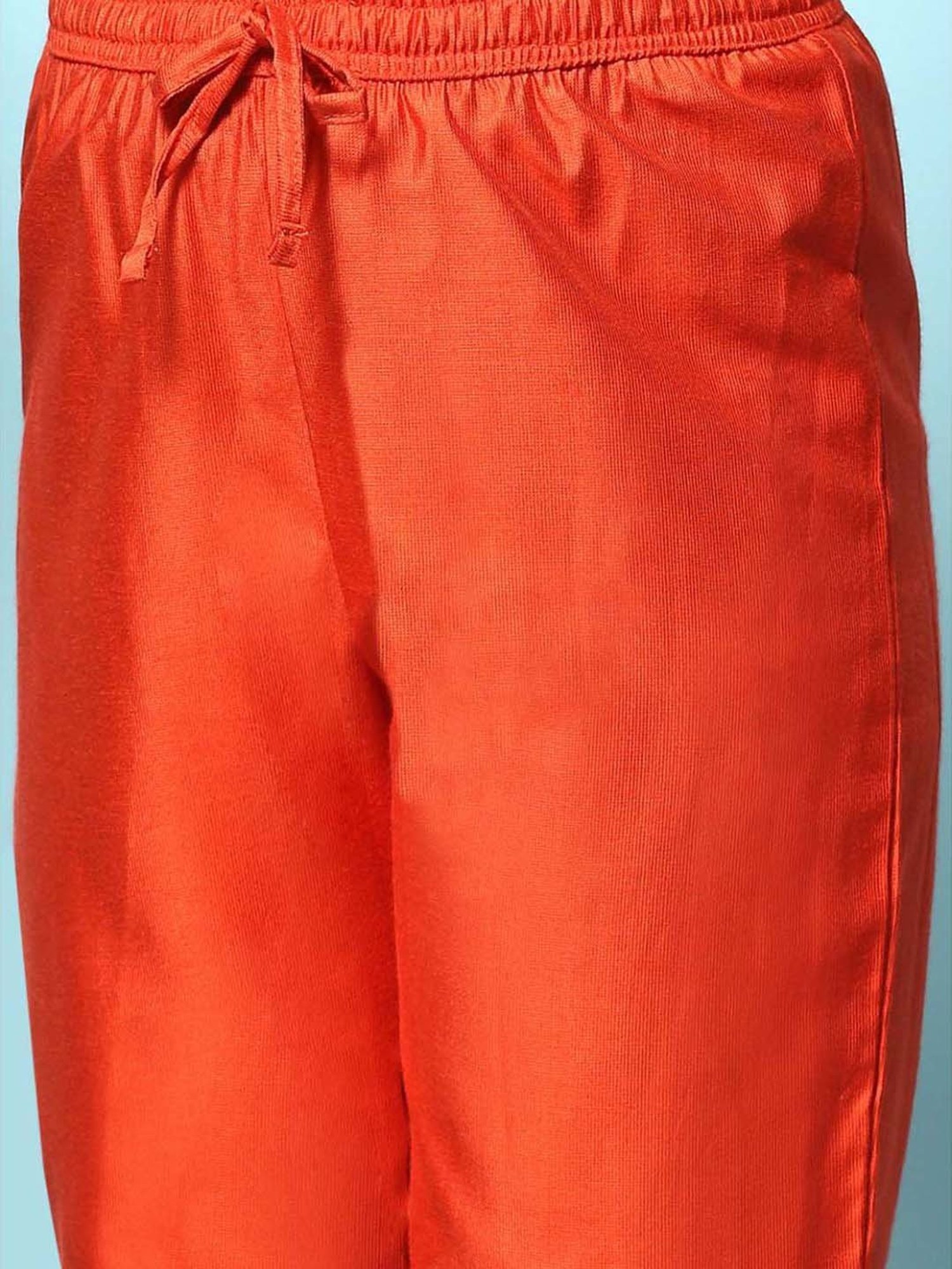 BIBA Girls Kids Blue & Orange Embroidered Kurta Set