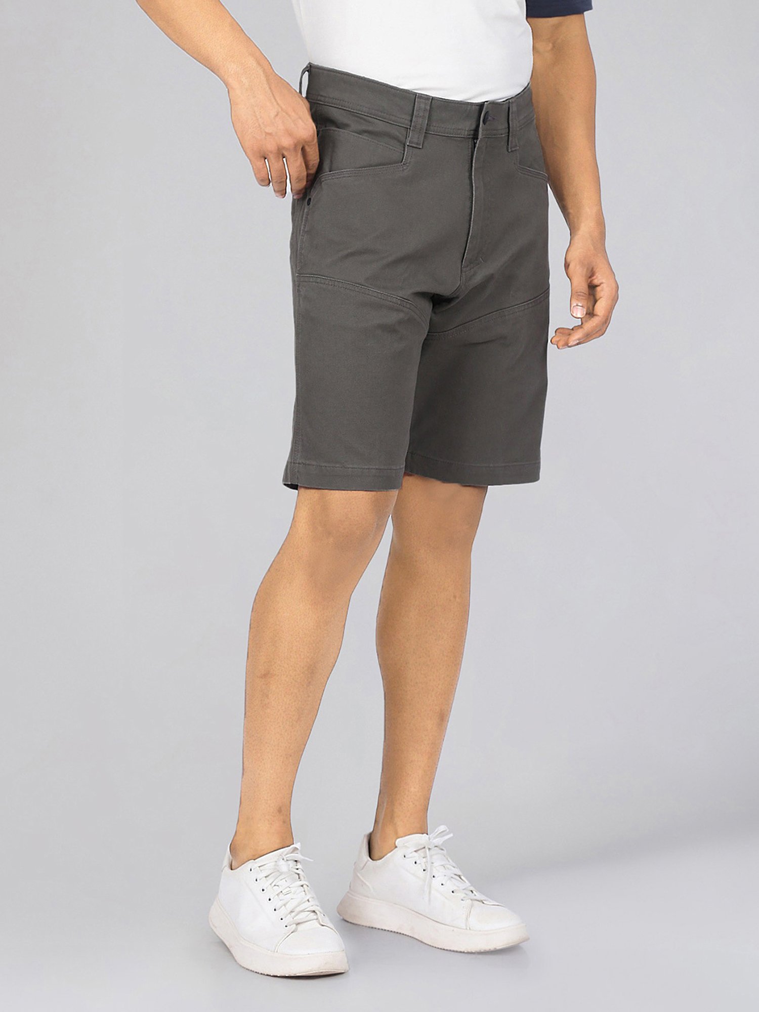 Wrangler Grey Regular Fit Solid Bermuda Shorts