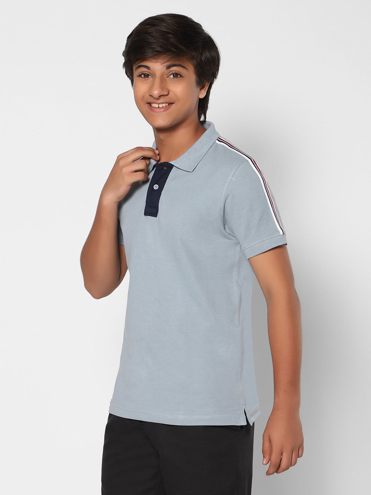 TeenTrums Boys Blue Solid Polo T-Shirt