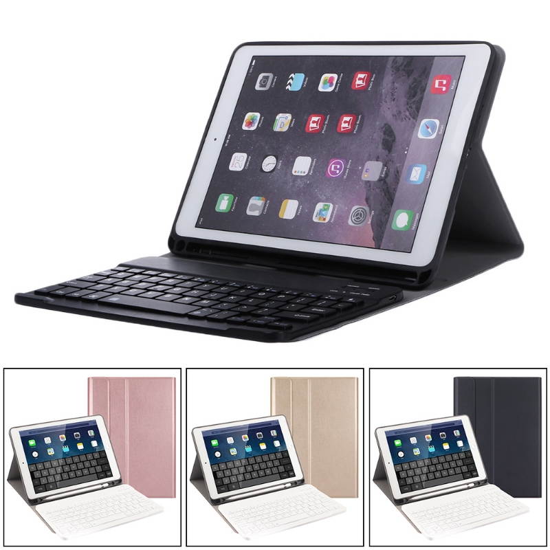 Detachable Bluetooth Keyboard Folio Stand Cover Pencil Holder For iPad 9.7 2018
