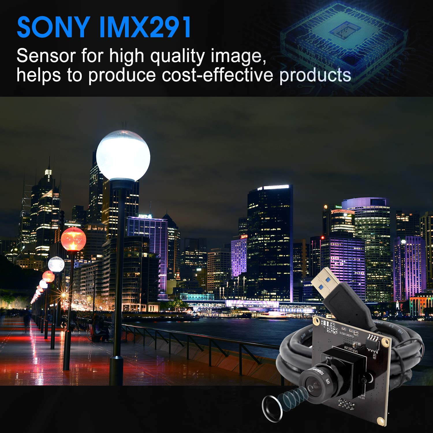 2MP USB Camera Module USB 3.0 Webcam with 100 Degree No Distortion Industrial Camera Module Supported OTG,1080P Camera with Low Illumination for Android Windows Linux Mac USB Webcam Mini Camere Module