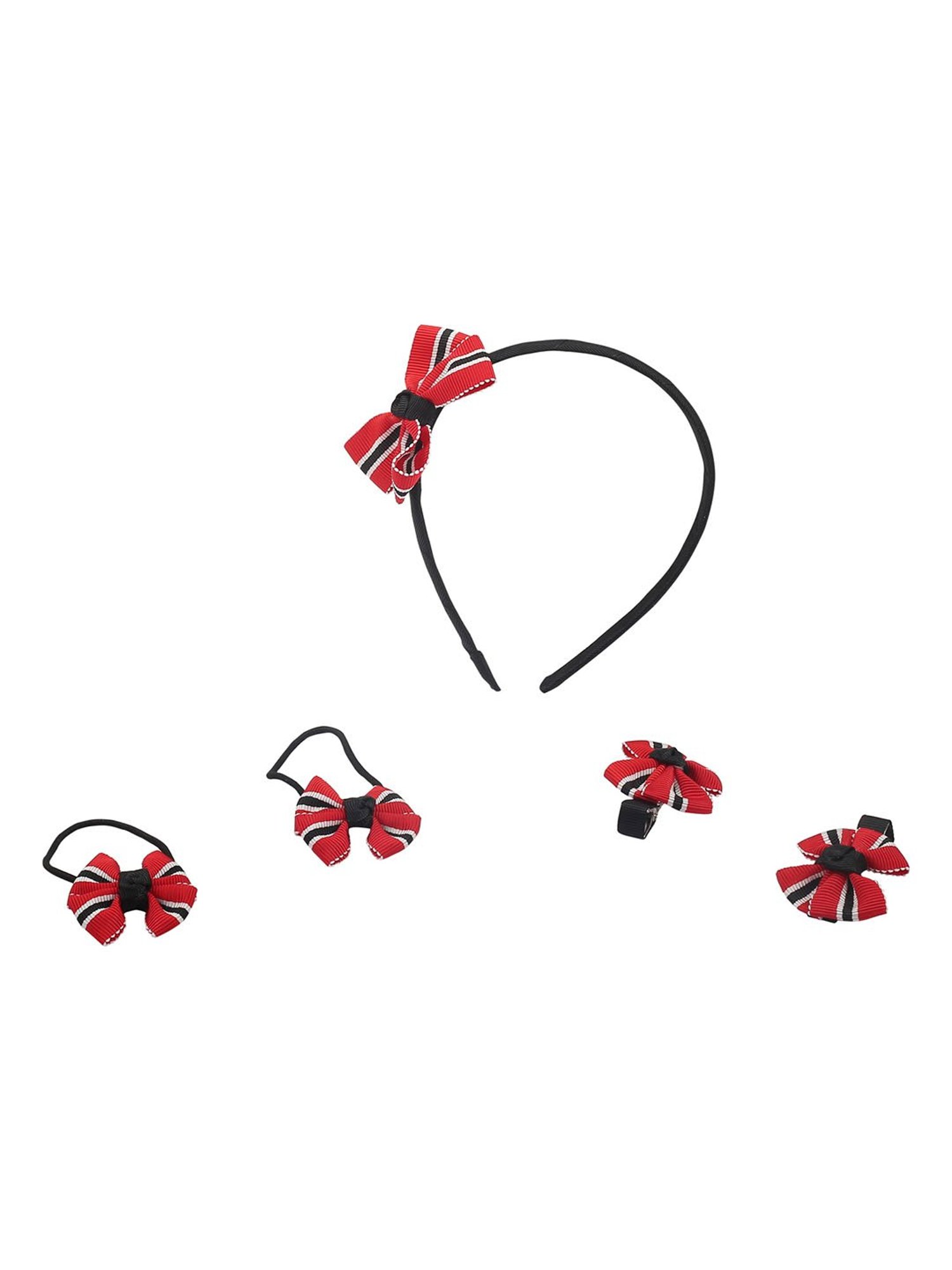 Baby Moo Patterned Red and Black Headband Set