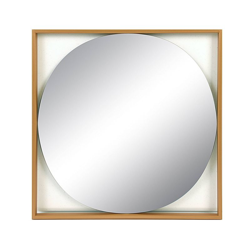 Square Metal Floating Wall Mirror Gold - 3R Studios