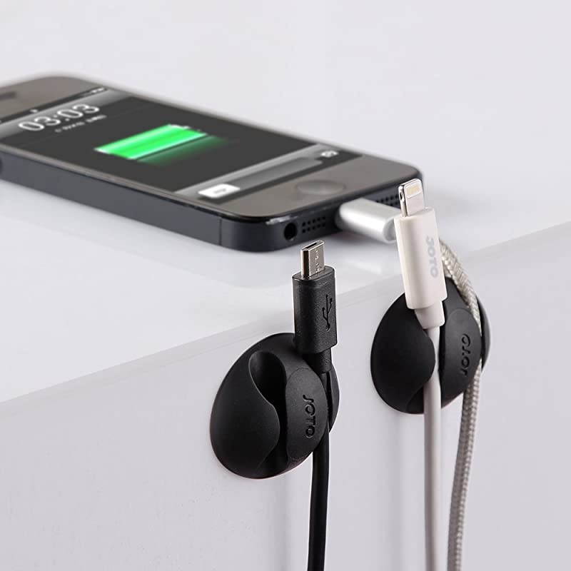 Cable Clips Cord Management System 8 pcs  Desktop Cable Organizer Desk Wall Cable Wire Clip Computer Electrical Charging or Mouse Cord Holder Dual Slots Black