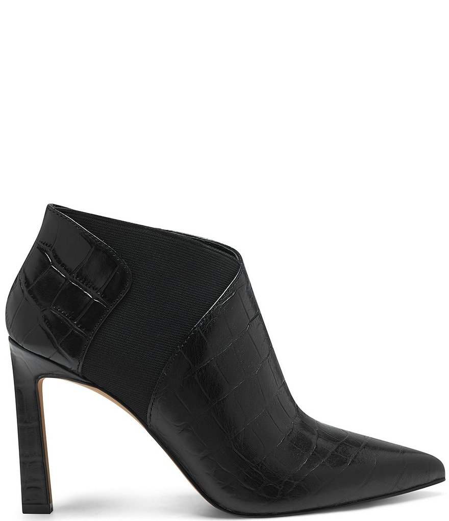 Vince Camuto Sindarah Pointed Toe Ankle Croco Embossed Leather Booties