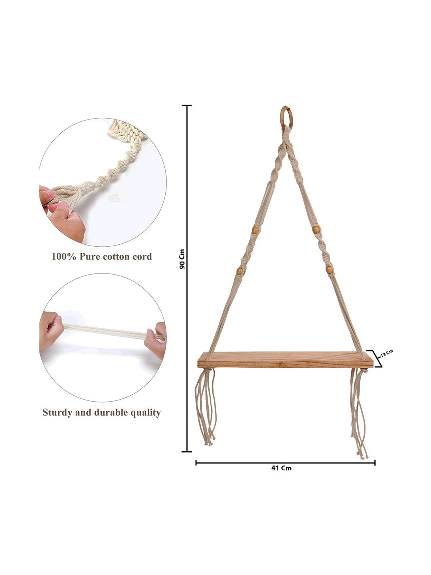 Homesake Beige Fabric Wall Hanging Shelf - Set of 2