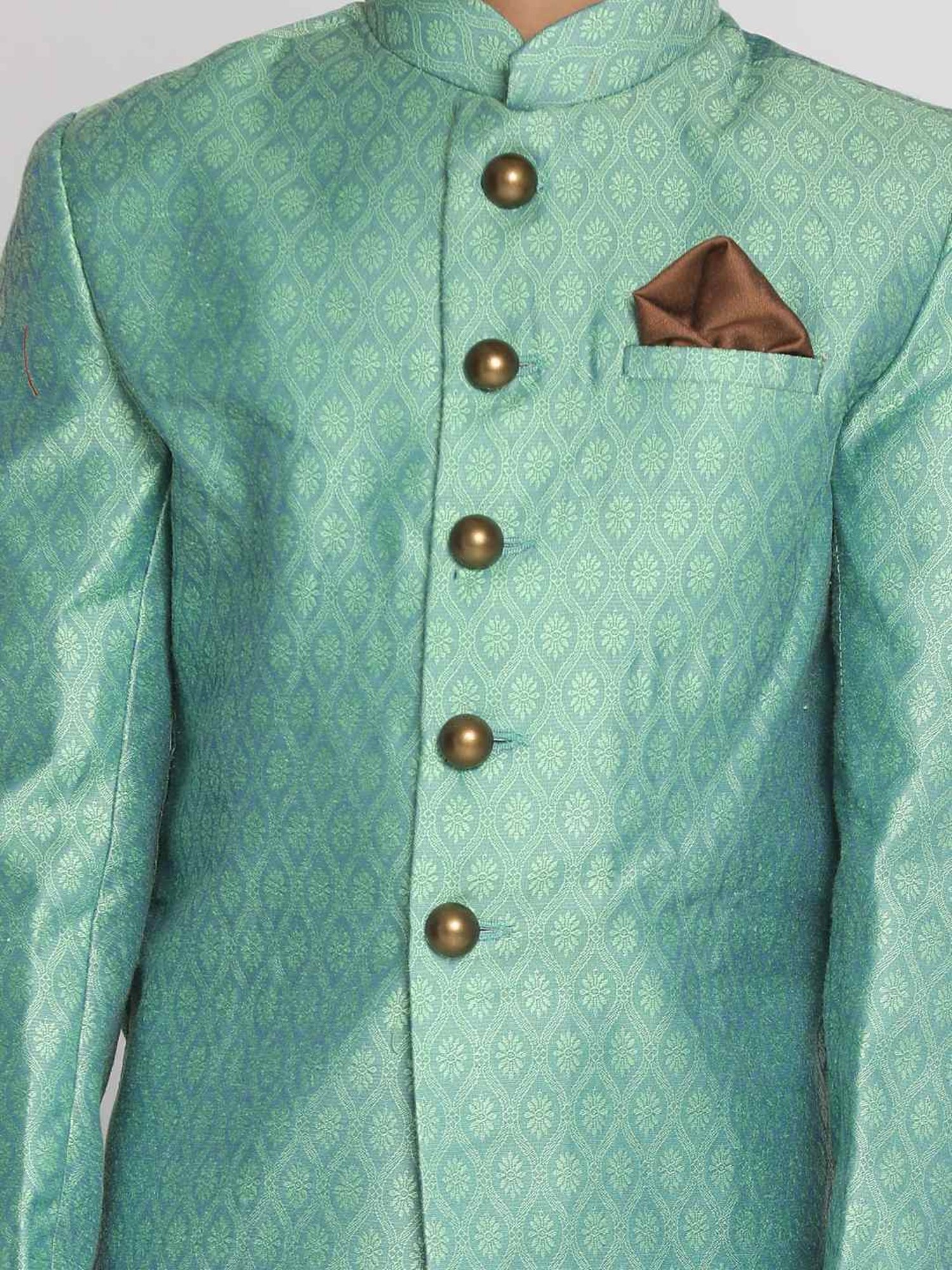 AJ Dezines Kids Black Embellished Full Sleeves Sherwani with Pants