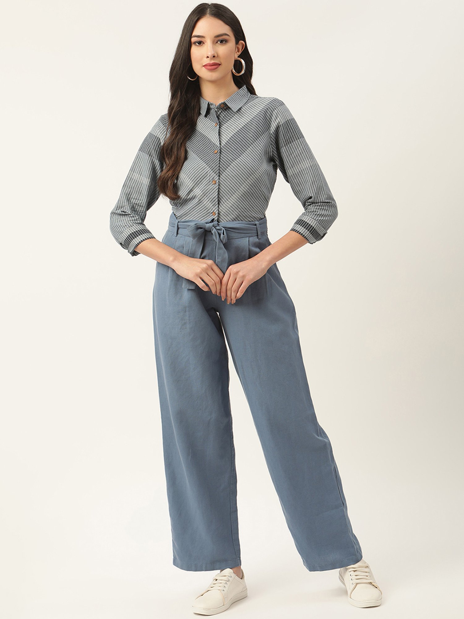 Rooted Grey Striped Shirt