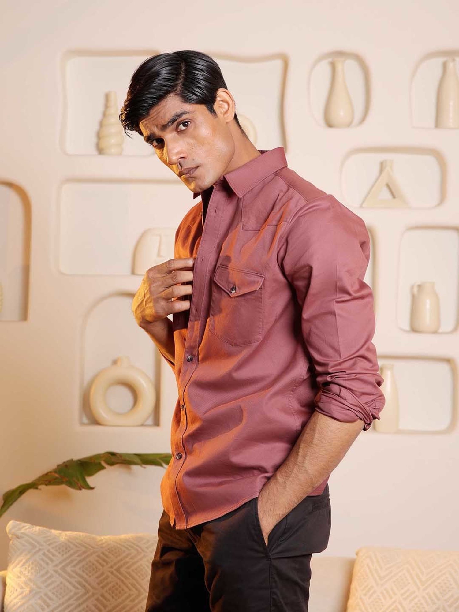 SUBTRACT Redwood Regular Fit Cotton Shirt