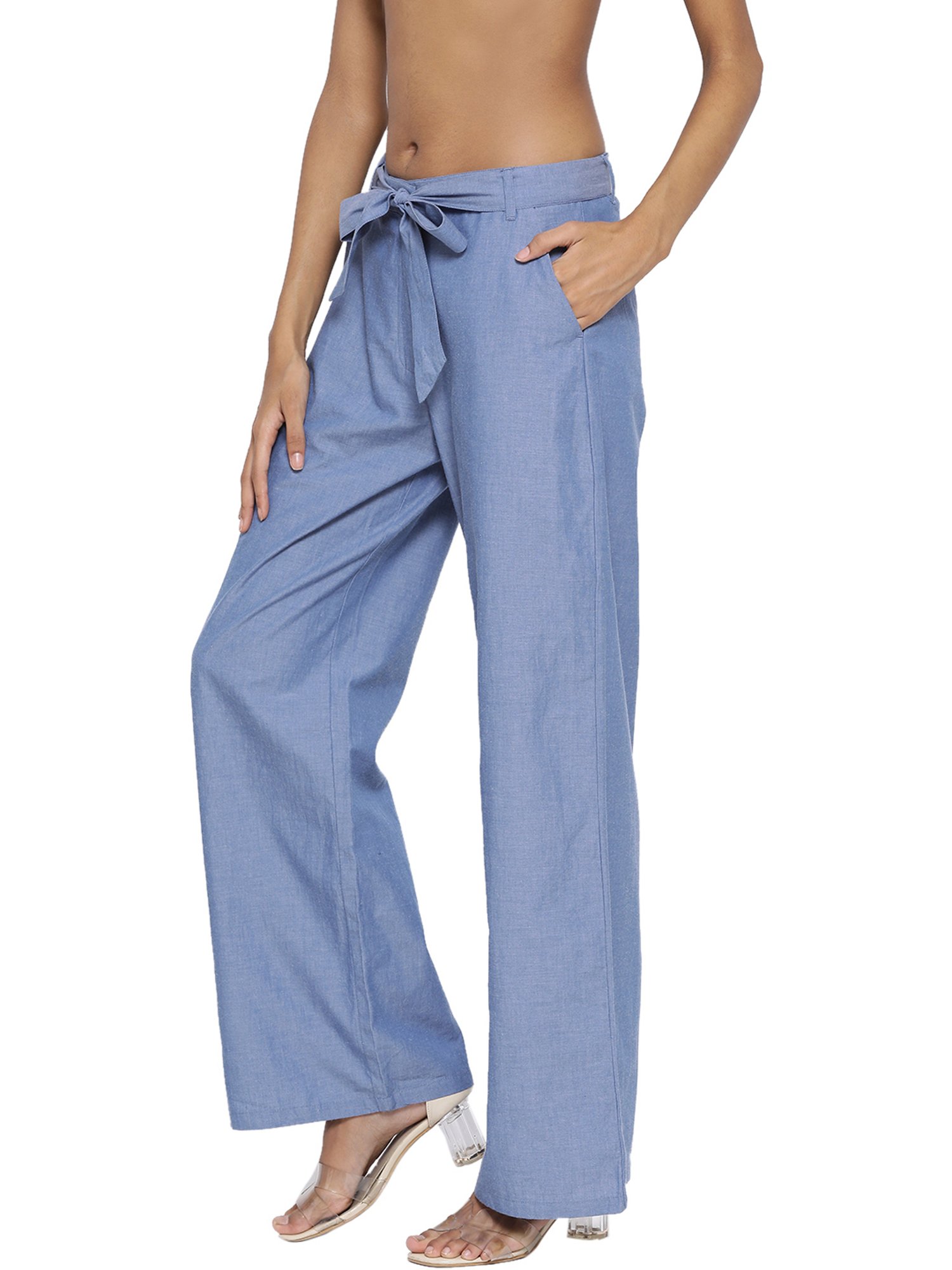 Rooted Blue Cotton Trousers