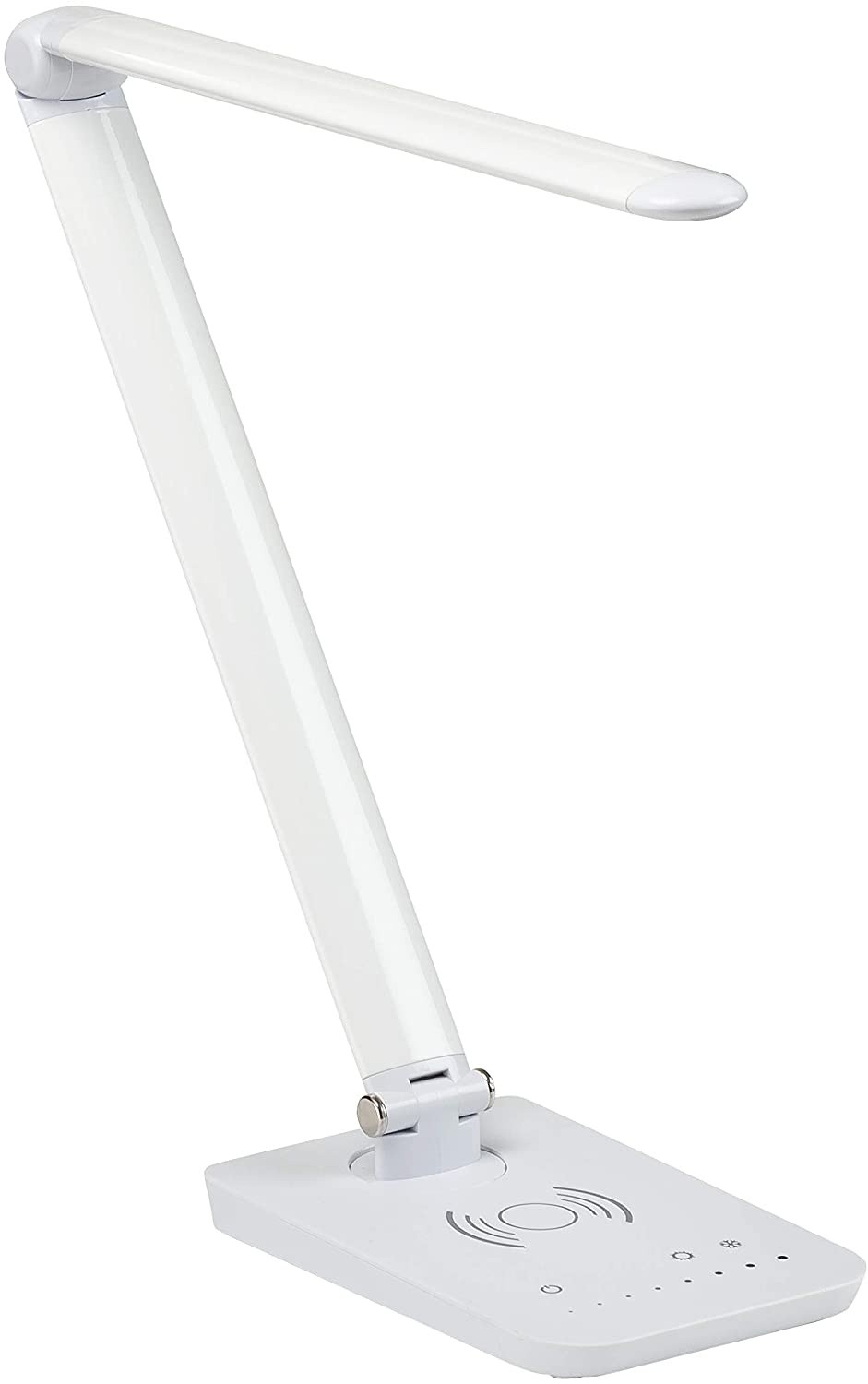 Safco Products Vamp LED Lamp with Pivoting Neck, Built-in Wireless Charging Pad, USB Port, White