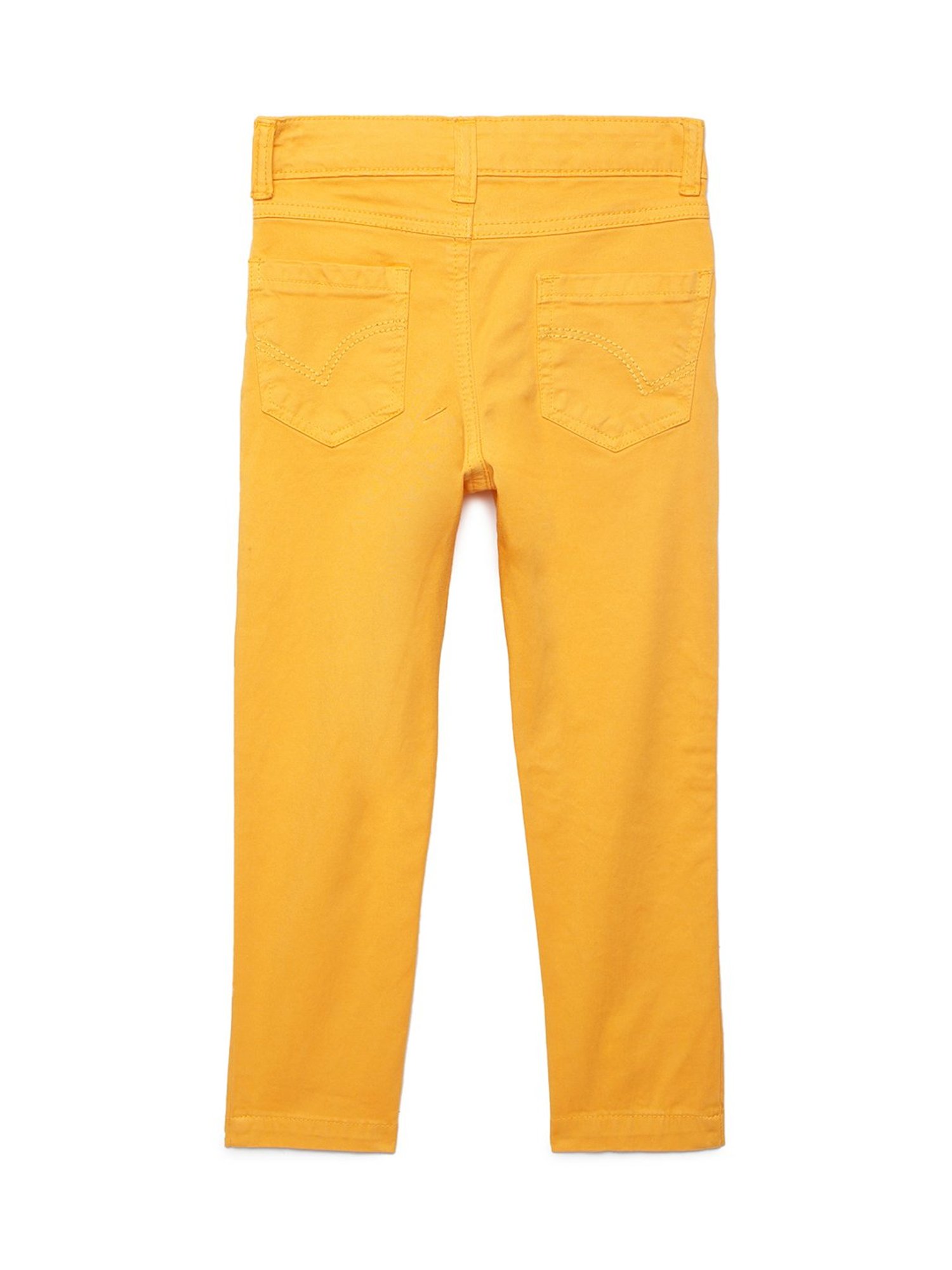 Under Fourteen Only Boys Yellow Solid Trousers