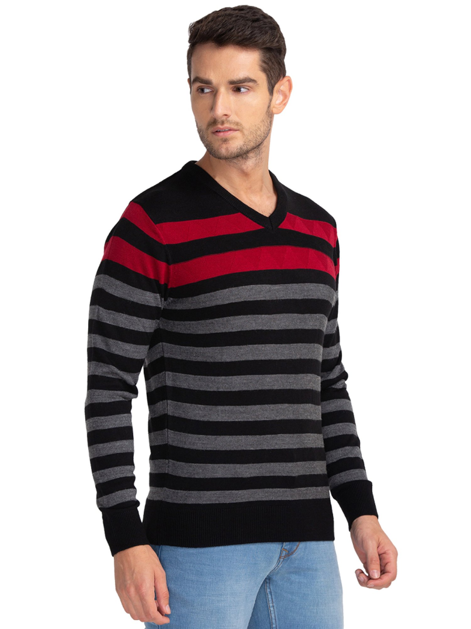 Parx Multi  Regular Fit Striped sweater