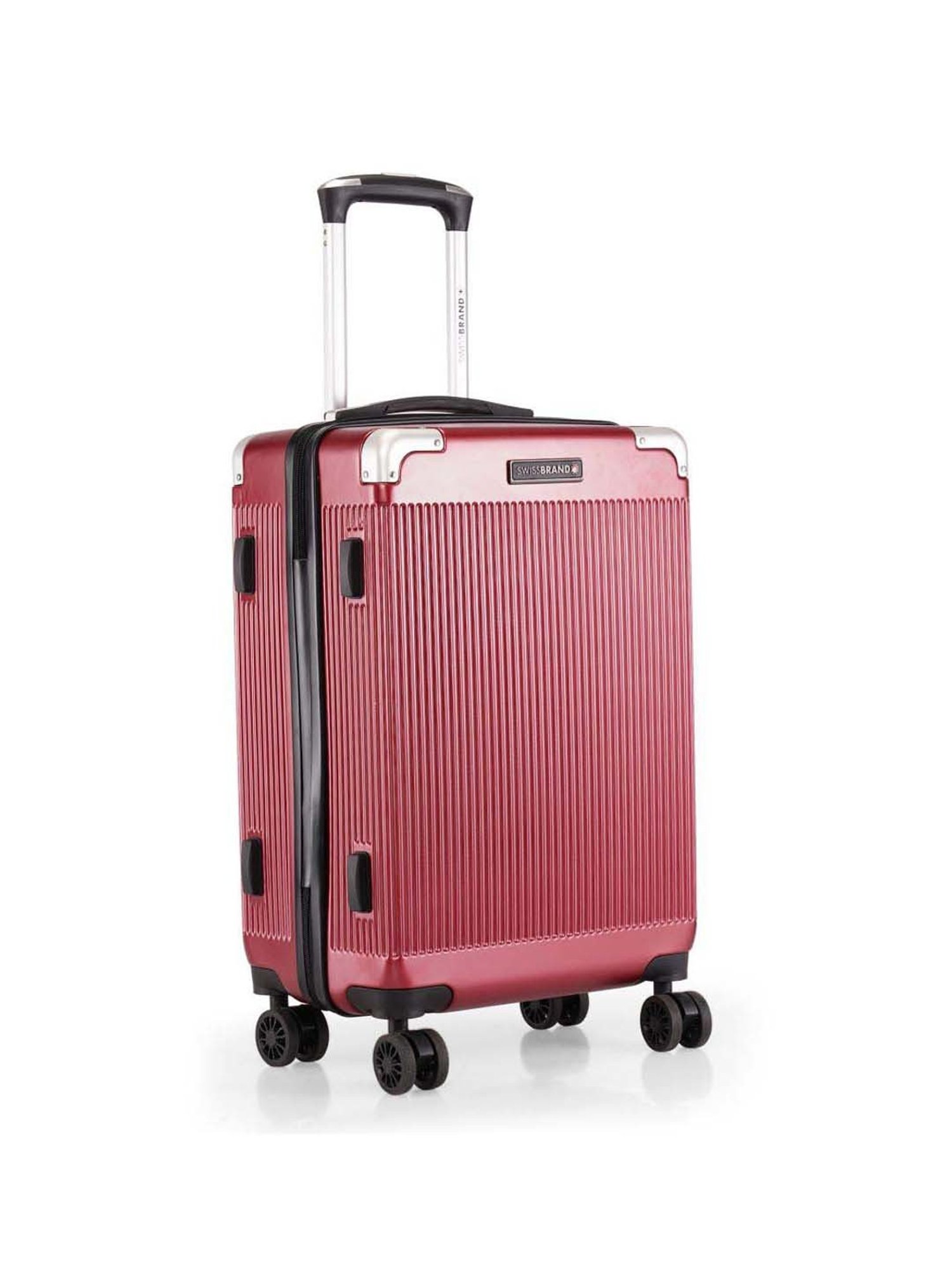 Swiss Brand Geneve Maroon Carry-On 4 Wheel Small Hard Cabin Trolley 53cm